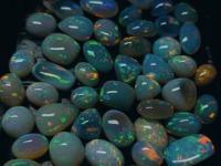 Opale naturelle éthiopienne de qualité supérieure, cabochon multicolore, mélange de couleurs, ovale, pierre précieuse en vrac - Pierre de haute qualité, traitement par cirage/huile (troisième étape)