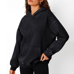 Sweat à capuche pour femme, style vintage, surdimensionné, délavé à l'acide, hiver, 100% coton, logo sur le devant, pour un usage décontracté, manches longues - Product Image 2