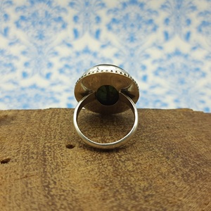 Classique et authentique Vintage tibétain Turquoise pierre précieuse solide 925 bague en argent sterling fait à la main - Product Image 3