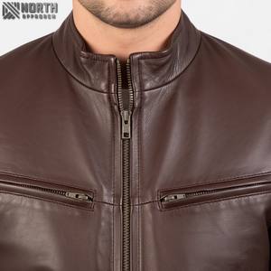 Nouvelle arrivée coupe-vent en peau de mouton véritable personnalisé en cuir de meilleure qualité, veste en cuir véritable de motard du Pakistan pour hommes support brut - Product Image 4