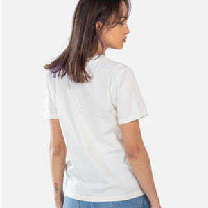 Camiseta de Mujer de Cuello Redondo, Corte Ajustado, 100% Algodón, con Logotipo de Impresión Personalizada, Tela de Alta Calidad, Servicio de Fabricación OEM - Product Image 2