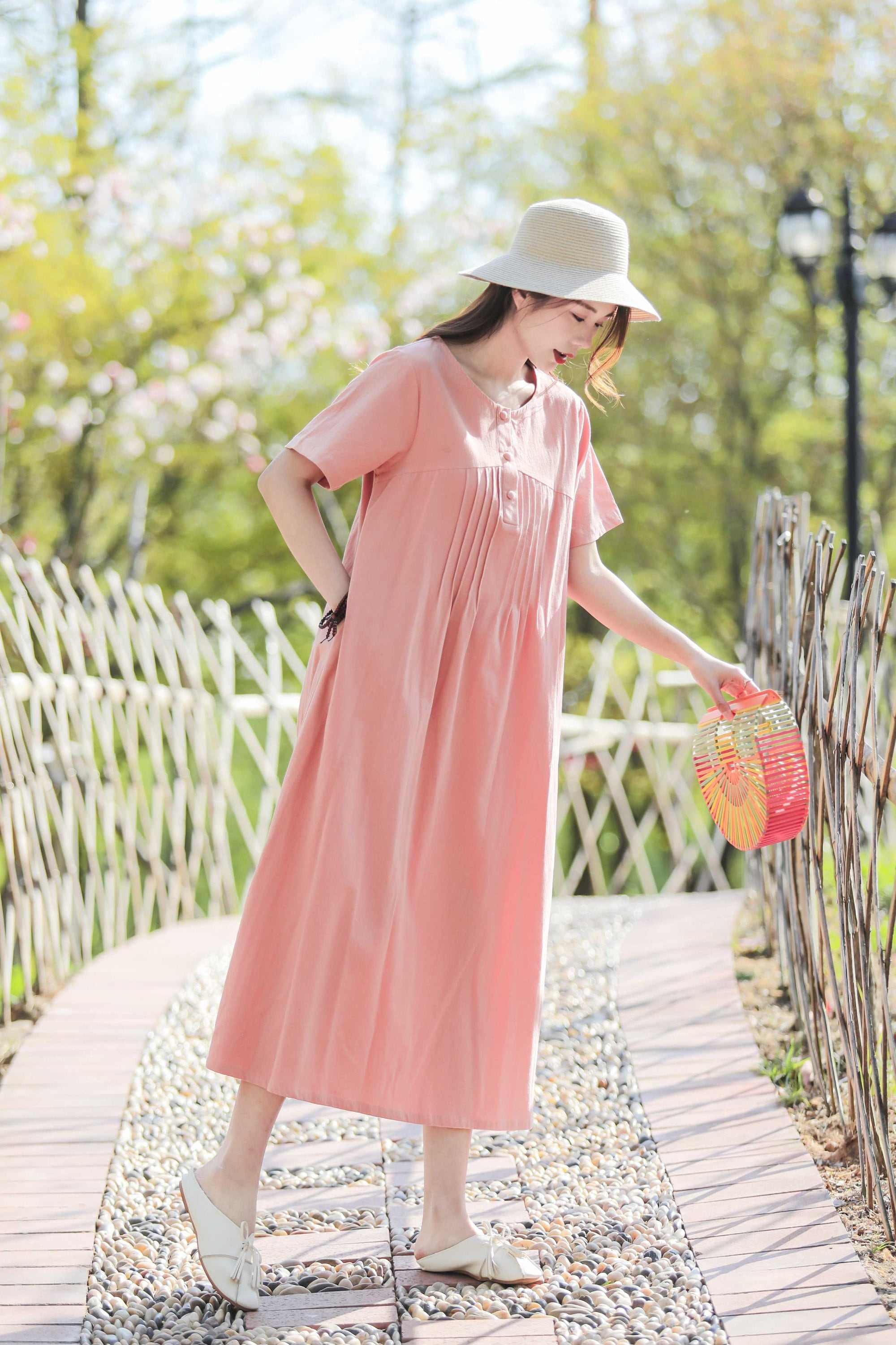 Cotton Linen Maxi Dress Loose Fitted Dresses Cotton Linen Maxi Loose Casual  One Piece Plus Size Clothing Oversized Maxi Dress