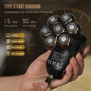Rasoir électrique rotatif 7D étanche pour hommes, rechargeable par USB-C, avec écran LED, pour le rasage du visage - IPX7 - Product Image 1
