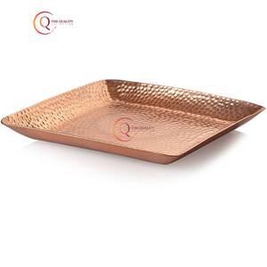 Bandeja de servicio de acabado chapado brillante de cobre, bandeja de decoración de mesa de comedor decorativa de frutas, bandeja de decoración de restaurante de Hotel y bandeja de decoración del hogar - Product Image 4