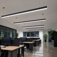 Espace de travail de bureau moderne, luminaire linéaire suspendu en aluminium LED de 1200 mm, dimmable, 6000K, lampe de plafond