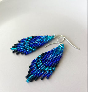 Feather Seed Bead Earrings - Native Style Earrings - Seed Bead Earring - Native Earring - Fringe Earring - Product Image 2