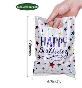 Настраиваемый многоразовый пластиковый пакет для покупок с вырезанной ручкой для вечеринок, подарков для детей, рождения, с индивидуальным логотипом - Product Image 6