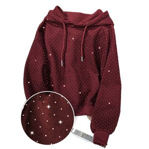 เสื้อสเวตเตอร์สวมหัวแขนยาวผ้าฟลีซผ้าฝ้าย400GSM เบอร์กันดีสำหรับผู้หญิงกำหนดเองได้ทุกชิ้น - Product Image 1