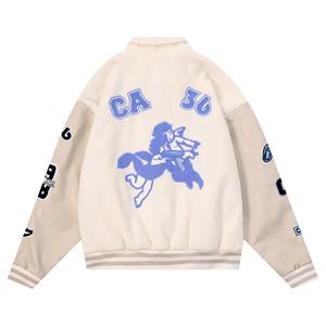 Parches bordados de chenilla para hombre chaquetas universitarias Cuerpo de lana Mangas de cuero Letterman Baseball College Jacket - Product Image 2