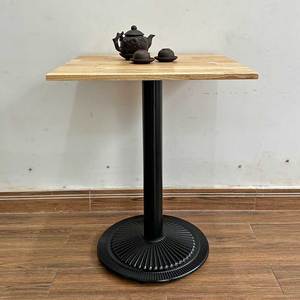 Durable Square Coffee Table with Wooden Top and Iron Legs Industrial Design Style <b>Powder</b>-Coated <b>Cast</b> Iron Base-CFD68167 - Product Image 4