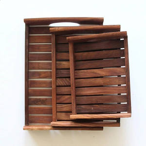 Vente en gros de plateaux de service de restaurant en bois rectangulaires personnalisés pour les services hôteliers utilisation personnalisée et plateau de forme personnalisée en bois naturel - Product Image 5