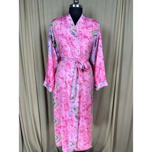 Vintage Chic Recycled Silk Sari Robe Women's Boho <b>Kimono</b> for <b>Beach</b> Resort Wear for Bridesmaid Lounge Wedding Gown Cover Ups - Product Image 2