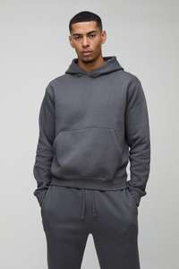 Pull à capuche gris anthracite et pantalon de survêtement 2 pièces tenue Streetwear en polaire douce personnalisée avec poche kangourou et cordon de serrage à la taille - Product Image 3