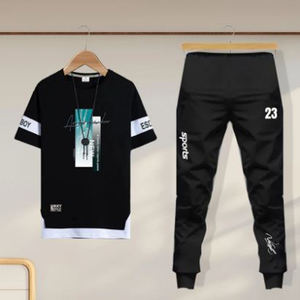 Ensemble de survêtement décontracté pour homme, 2 pièces, tissu respirant en tricot de spandex/coton, sweat à capuche à carreaux chaud d'été, pantalon long - Product Image 4