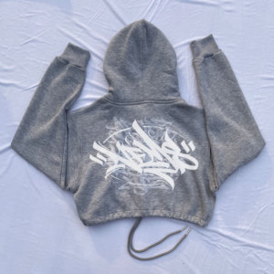 New Arrival Branded 100% Cotton Crop Top Gym Women's Hoodies Casual <b>Drop</b> Shoulder Oversized Printed Hoodie Sweatshirt for Girls - Product Image 6