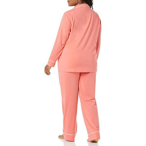 Vente en gros de pyjamas pour femmes personnalisés pyjamas Vêtements de nuit à manches longues Pijamas Femme Viscose Bambou Ensemble de pyjamas de couleur unie - Product Image 1