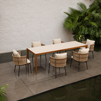 Ensemble de table et chaises de jardin résistant aux UV, en aluminium et corde tressée, pour hôtel, restaurant, café, mobilier commercial