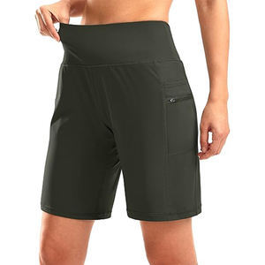 <b>Women's</b> High-Waisted Athletic <b>Bermuda</b> <b>Shorts</b> 9'' Knee Length Breathable Gym Yoga Workout <b>Shorts</b> Zipper Pockets for Training - Product Image 6