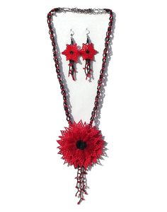 Collares de mujer hechos a mano de moda hermosa flor Rosa diseñador pequeñas semillas cuentas para bodas y compromisos - Product Image 3