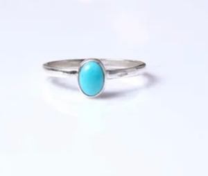 Turquoise naturelle chauffée 10x14mm forme ovale lunette ensemble bague en argent bijoux faits à la main pour la Saint-Valentin Couple cadeau et cadeau de mariage - Product Image 4