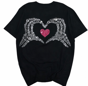 เสื้อยืดแฟชั่นใหม่สุดฮอตสำหรับผู้หญิง ฤดูร้อน สไตล์สปอร์ต ออกแบบโลโก้เองได้ ประดับด้วยคริสตัลวิบวับ ระบายอากาศได้ดี ผลิตจากผ้าฝ้าย 100% - Product Image 4