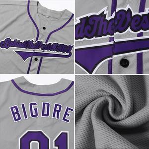 Maillot de baseball personnalisé gris violet-noir authentique - Product Image 6