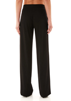 Pantalon de bureau décontracté mi-long pour femme en coton mélangé, taille élastique double, respirant et écologique