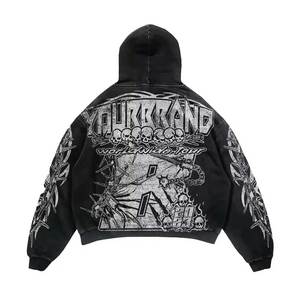 2025 Street Style lourd 500GSM français éponge en détresse broderie survêtement hiver confortable matériel Offre Spéciale - Product Image 3