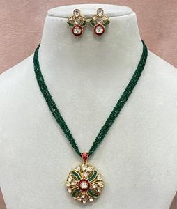 ชุดจี้ชุบทองพร้อมต่างหูสำหรับผู้หญิงคุณภาพระดับพรีเมี่ยมแบบดั้งเดิมสำหรับงานแต่งงานและงานเลี้ยง - Product Image 2