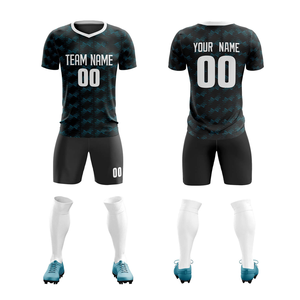 Vente en gros de maillots de football personnalisés à séchage rapide bon marché ensemble complet d'uniformes de football violet et noir vêtements de football - Product Image 6