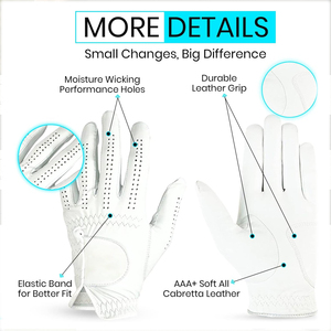 Guantes de golf personalizados para adultos con piel de oveja genuina Palma de cuero Material suave transpirable y empuñaduras con logotipo personalizado - Product Image 2