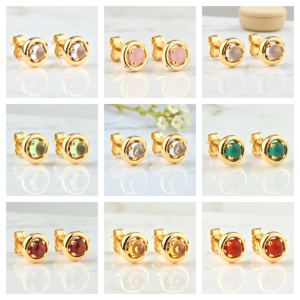 Boucles d'oreilles rondes en améthyste lisse avec pierres précieuses-Boucles d'oreilles plaquées or 14 carats de haute qualité pour femmes-Boucles d'oreilles de mode en gros - Product Image 2