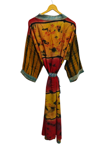 ชุดเดรสสำหรับเจ้าสาวเสื้อคลุมส่าหรีสไตล์อินเดียเสื้อคลุมสำหรับเป็นของขวัญชุดปาร์ตี้ชายหาดชุดกิโมโนผ้าไหมส่าหรีพิมพ์ลายอินเดีย - Product Image 3