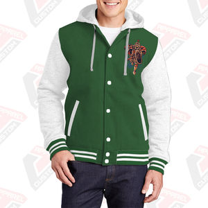 Chaqueta Varsity Personalizada para Hombre, Elegante y Cálida, con Capucha, 100% Algodón, Felpa, Bordada, Impresión Digital, Lavada a la Piedra, Teñida Lisa, para Invierno - Product Image 6