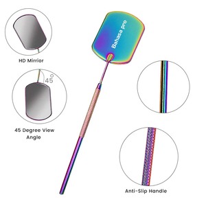 Miroir à cils carré en acier inoxydable couleur plasma arc-en-ciel avec longue poignée, miroir à cils privé par Bahasa Pro - Product Image 4