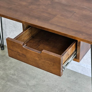 120x50cm Rubber Wood <b>Computer</b> <b>Desk</b> with Drawers Iron Legs Hairpin SPD68211 - Product Image 5