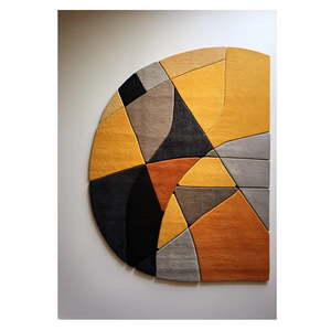 Premium Modern Woolen Hand Tufted Area Rug Vibrant <b>Yellow</b> and Black High Abstract Design for Living Dining Bedroom Home Decor - Product Image 1