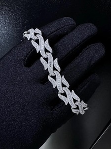 VVS1 Pulsera de eslabones de diamantes VVS1 Calidad Baguette Moissanite Diamond Pass Diamond Tester 925 Sterling Silver - Product Image 2