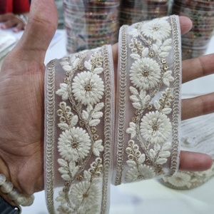 Cintas Florales Bordadas a Máquina en Organza 100% Algodón Hechas a Medida para Vestidos de Novia y Prendas de Vestir, Reventa - Product Image 3