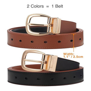 Cinturón reversible de excelente calidad al por mayor para mujer cinturón de cuero para pantalones vaqueros 2 estilos en un cinturón - Product Image 2