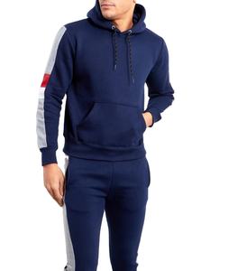 ชุดวอร์มกีฬาผ้าฝ้ายลายทางแบบใหม่สำหรับผู้ชาย ชุดวอร์มผ้าฟลีซไซส์ใหญ่ ชุดออกกำลังกายพิมพ์ลายประดับเพชร - Product Image 5