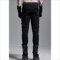 Pantalon en jean décontracté respirant coupe régulière effet mouillé style gothique avec détails en dentelle, sexy, en latex, streetwear, pour soirée, hiver, tenue décontractée, mode