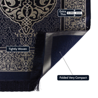 Ensemble cadeau islamique bleu foncé pour homme, livre Yasin, tasbih, tapis de prière, bonnet et pochette en 4 couleurs, Damat Bohcasi