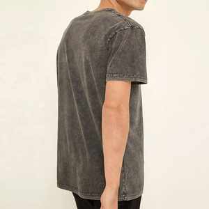 Camisetas de algodón 100% lavadas con ácido de talla grande al por mayor para hombre diseño de hombros caídos vintage lavado con piedra mineral vintage - Product Image 6
