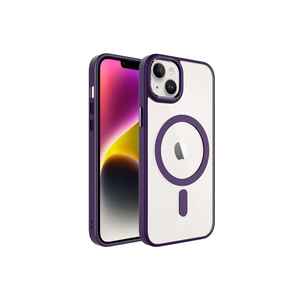 N7TH – coque de luxe violet foncé pour iPhone 14 Plus, étui en silicone chromé pour Magsafe, en silicone souple, compatible avec la charge sans fil XS - Product Image 1