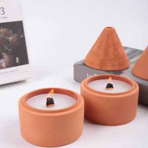 Tarro redondo disponible para velas, tarro liso de terracota para cera, tarro de velas perfumadas redondo - Product Image 3