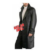 Manteau long sur mesure pour homme, veste en cuir, parka, manteau chaud en cuir pour homme, trench-coat en cuir pour homme