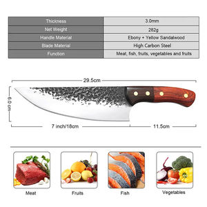 Cuchillo de Carnicero Forjado a Mano de Acero de Alto Contenido de Carbono Premium, Cuchillo de Chef Ergonómico de Espiga Completa con Mango de Madera de Sándalo Amarillo, Herramienta de Cocina - Product Image 2