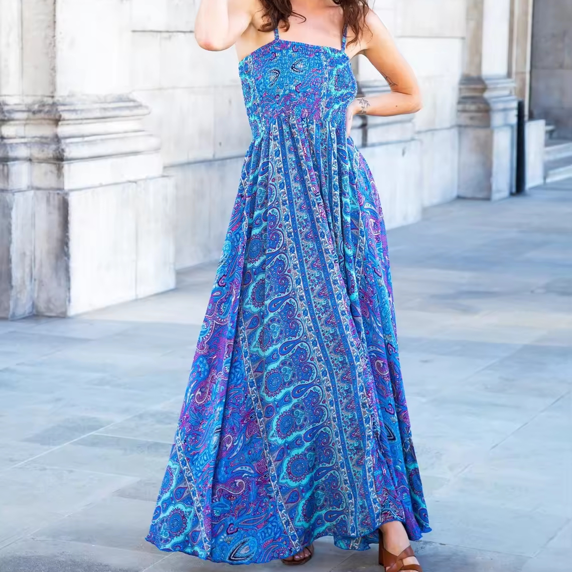 Pretty Summer Dress - Cotton Floral Print Midi Style