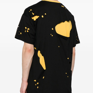 บริการ OEM เสื้อยืดผ้าฝ้าย100% สำหรับผู้ชายทรงหลวมพิมพ์ลายไซส์ใหญ่พิเศษคอเสื้อรูดซิปขึ้น - Product Image 3